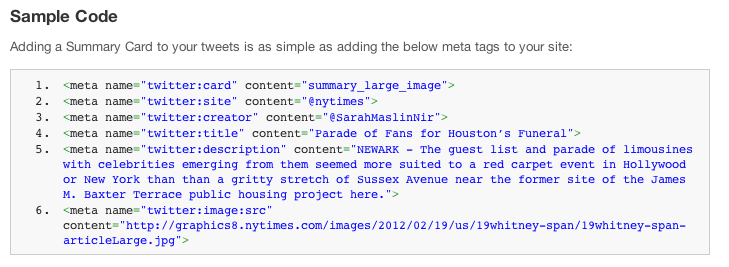 Twitter sample summary code