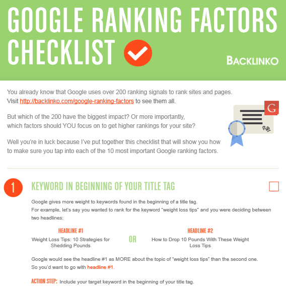 ranking factors checklist