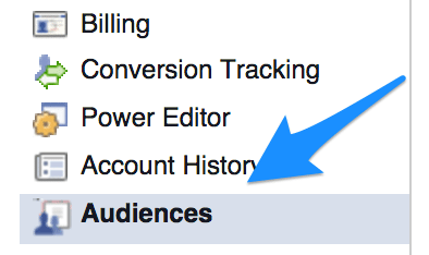 Audiences facebook menu