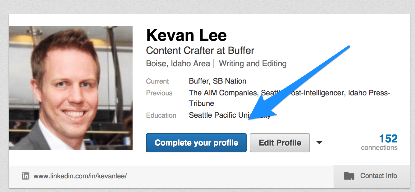 LinkedIn profile settings