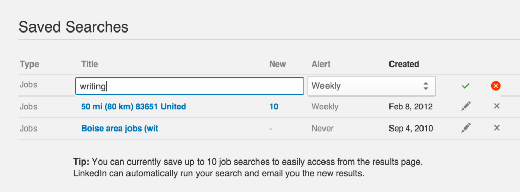 saved searches linkedin