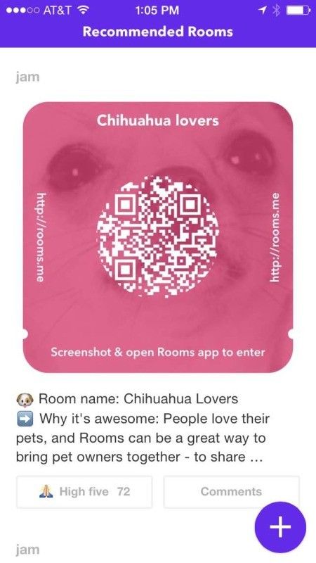 Facebook rooms entry QR code