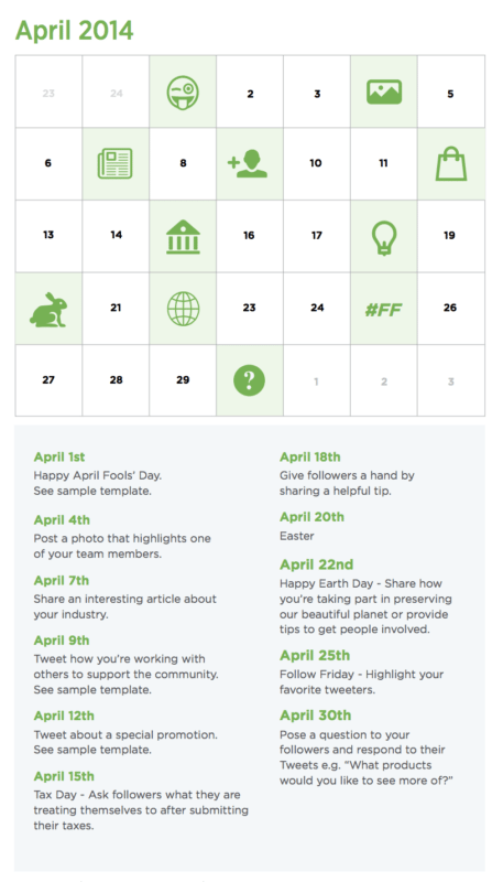 social media content calendar