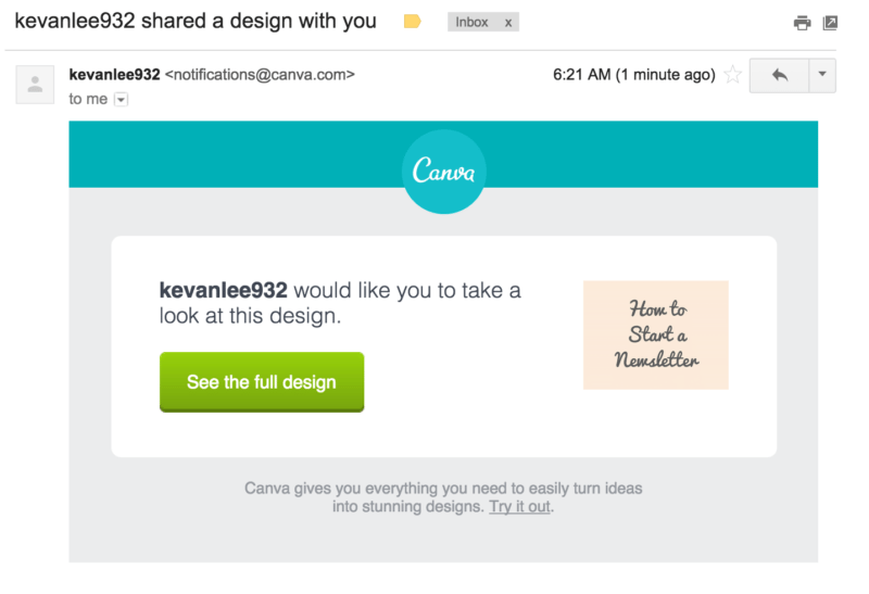 Canva design email
