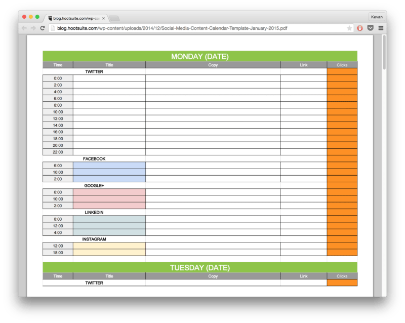 Social Media Content Calendar