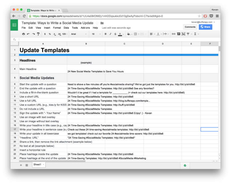 Social Media Update Templates