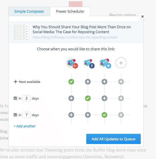 Buffer Power Scheduler