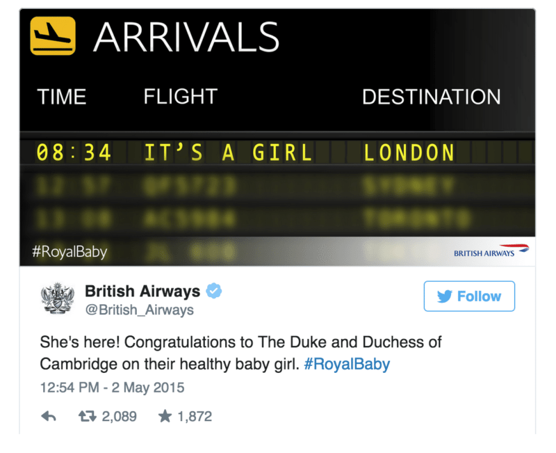 British airways tweet