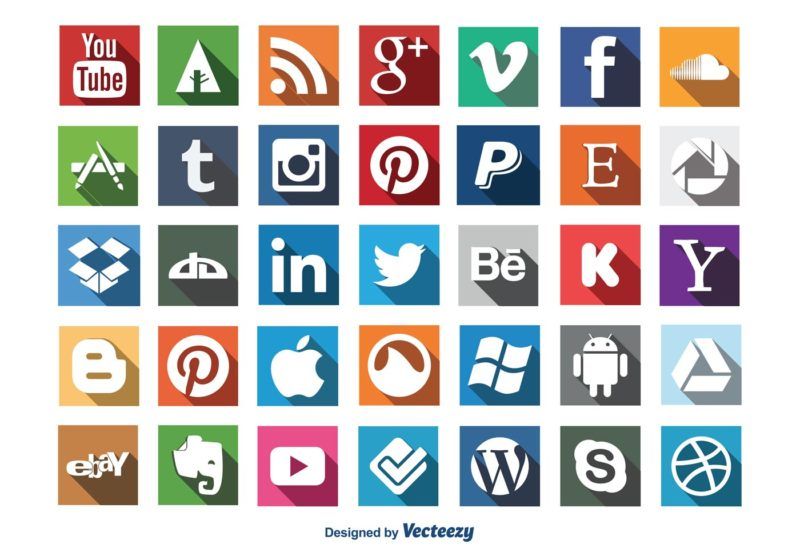vector-social-media-long-shadow-icon-set