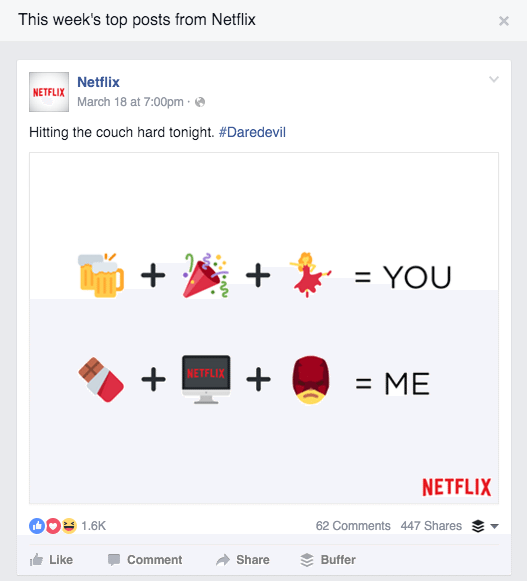 Netflix, pages to watch, facebook insights