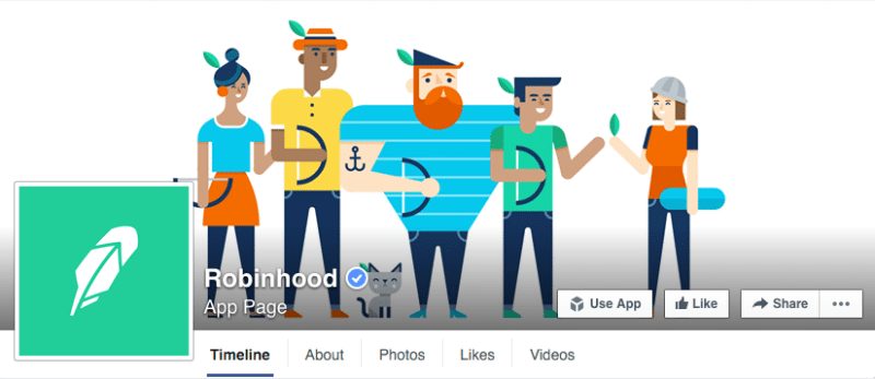 Facebook, Facebook pages, Robinhood App