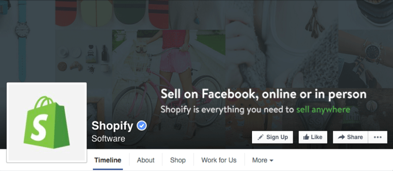 Facebook, Facebook pages, Shopify