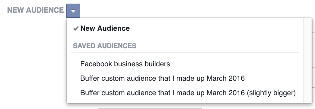 Facebook ads choose existing audience