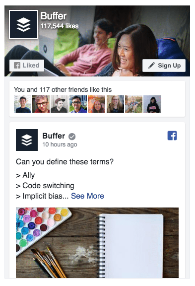 Facebook Page plugin example