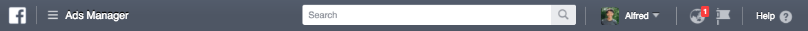 Facebook Ads Manager top navigation bar