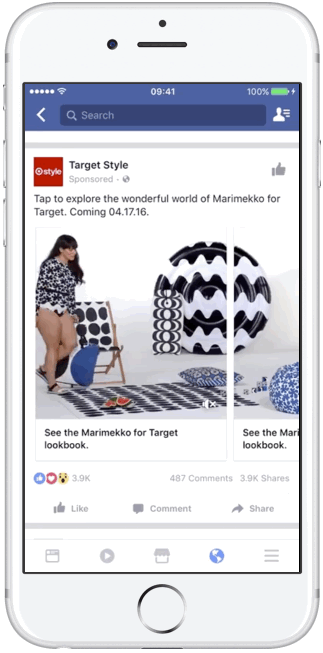 Facebook carousel ad example