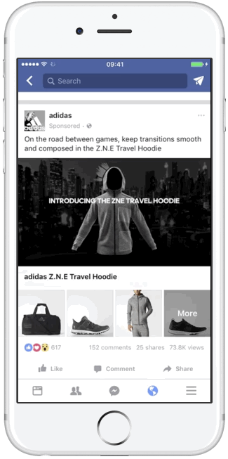 Facebook collection ad in action