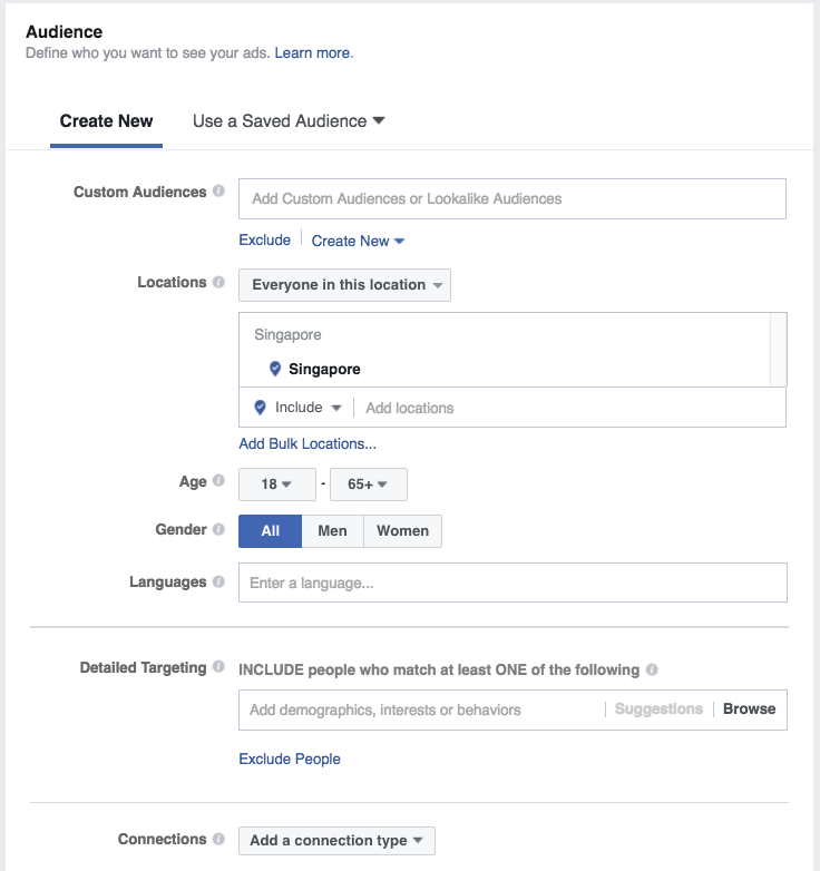 Facebook ads manager audience selection Facebook ads manager audience selection