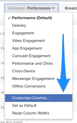 Facebook ads manager customize columns Facebook ads manager customize columns