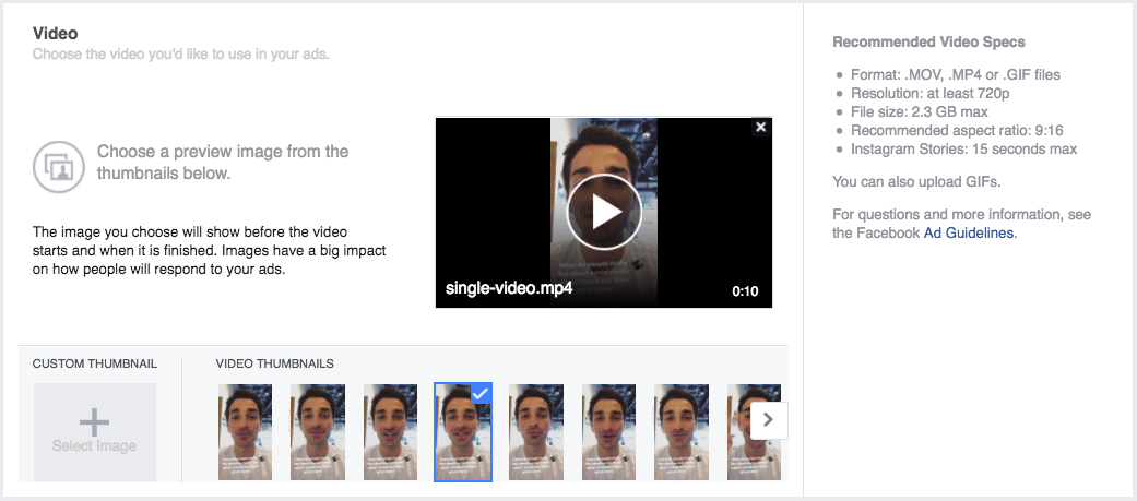 Single video upload