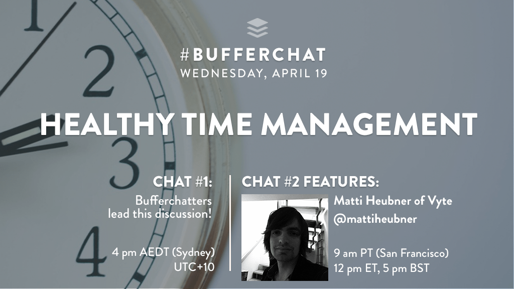 Bufferchat on April 19, 2017 (Topic = Healthy Time Management)