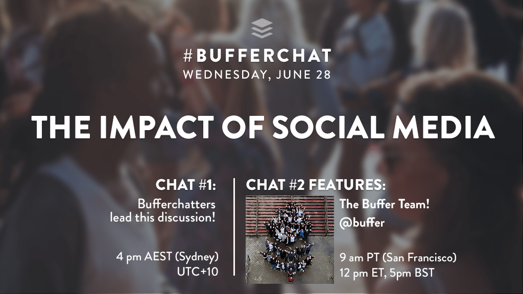 Bufferchat on June 28, 2017 (Topic = The Impact of Social Media)