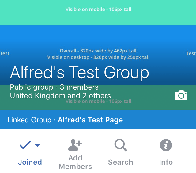 Facebook Group cover photo on mobile