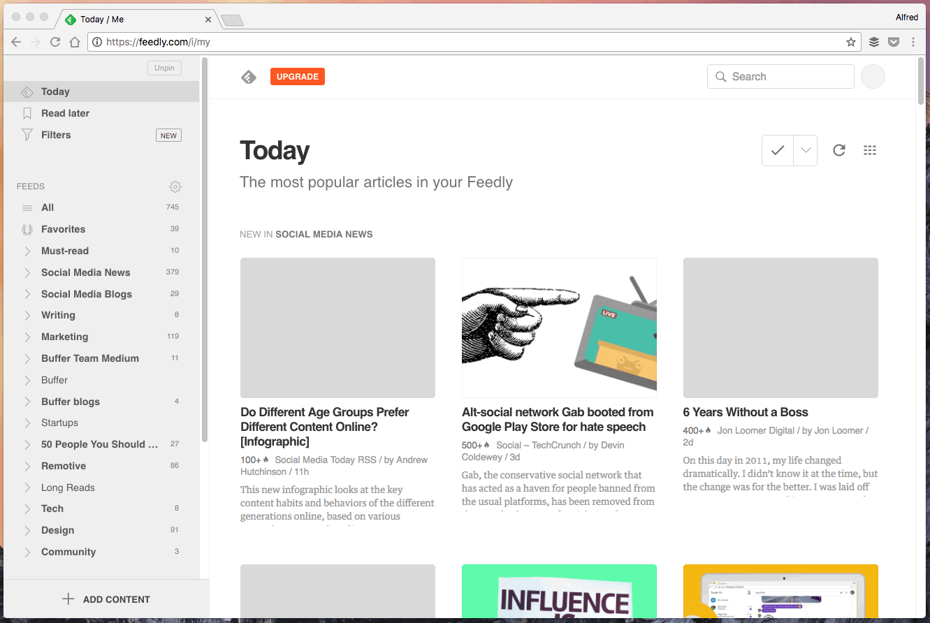 Content curation with Feedly