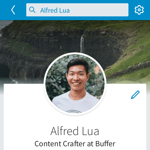 LinkedIn profile background photo on mobile