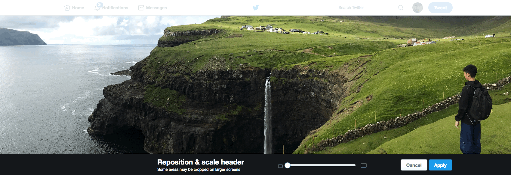 Twitter header photo adjustments