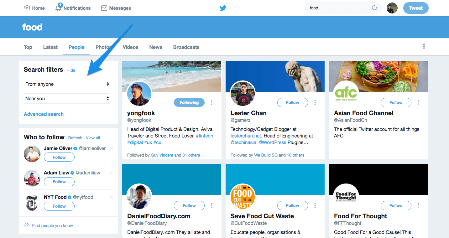 Twitter search results