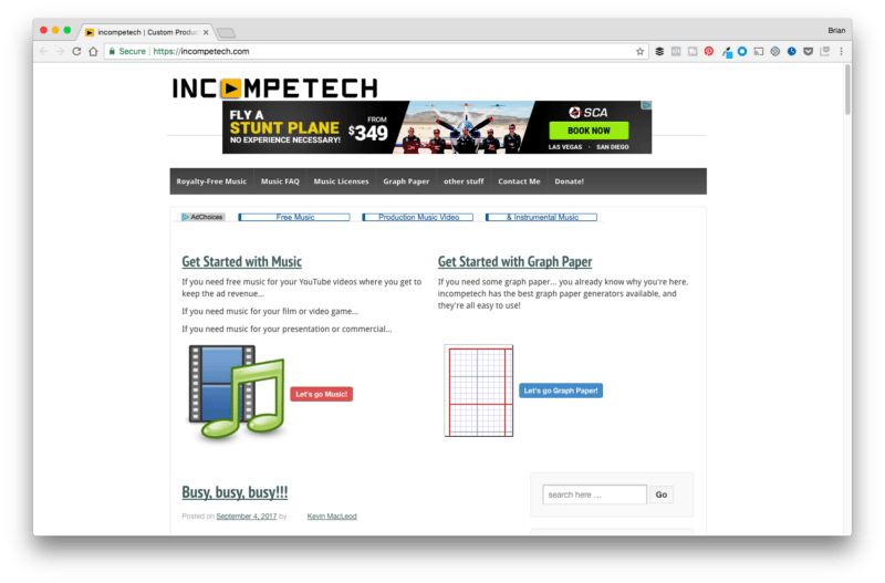 IncompeTech Background Music Page Preview