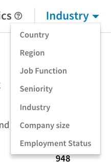 LinkedIn analytics: Follower demographics options