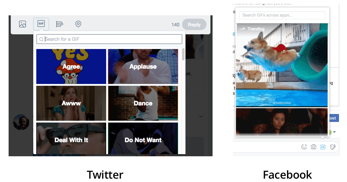 Twitter and Facebook GIF button