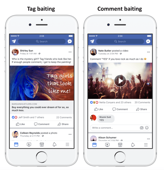 Facebook Tag and Comment Baiting