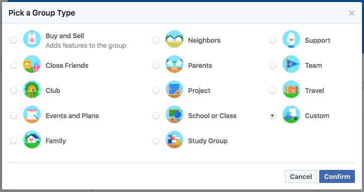 Facebook Group Types