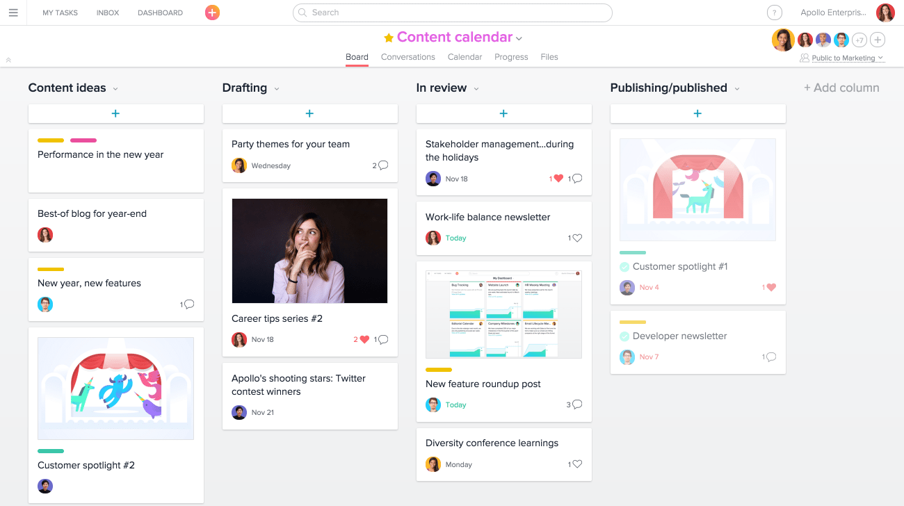 Asana Dashboard - 7 Invaluable Marketing Skills