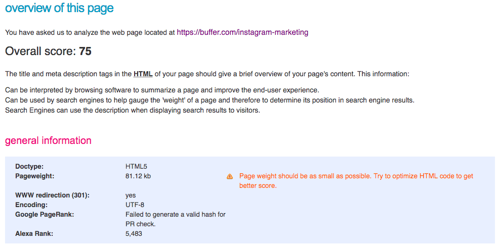 Web Page Analyzer Web Page Analyzer