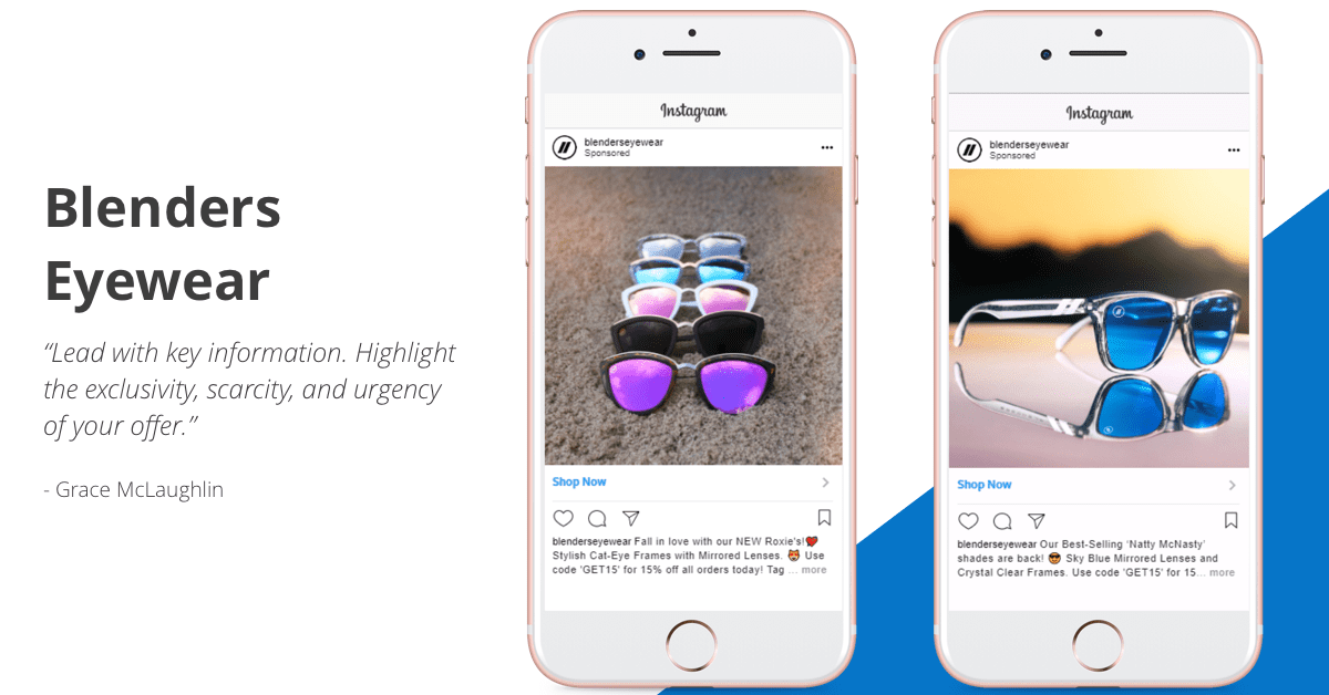 Blenders Eyewear - Instagram for Business Example