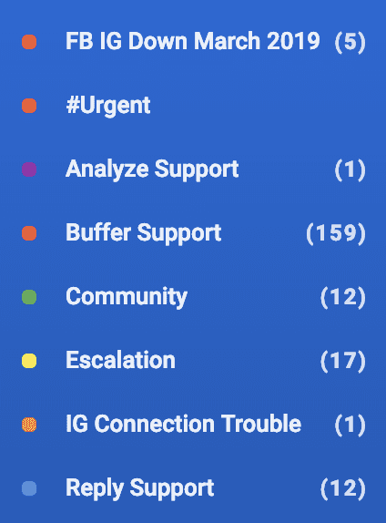 list of folders in Buffer Reply for social media engagement