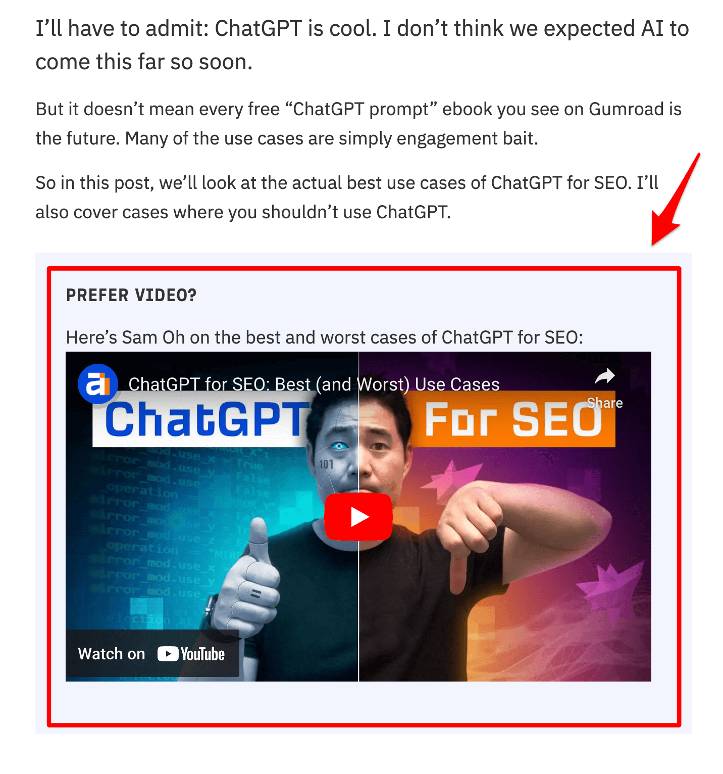 An example of content repurposing: Turning a video into a blog post