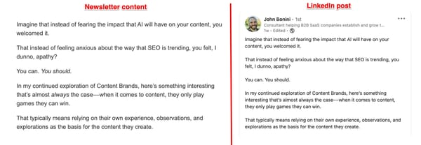 You can pull out the most interesting parts of your newsletter and turn them into posts for social media