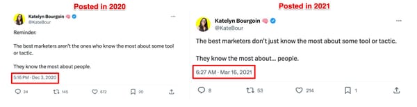An example of reposting content, republishing a piece of content on the same platform.