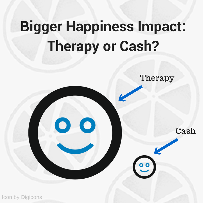 Bigger happiness impact- Therapy or cash