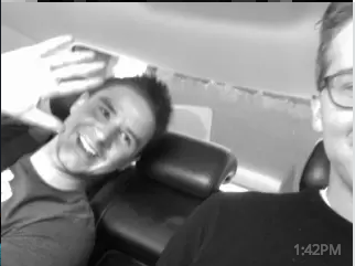 Joel and Leo on a plane