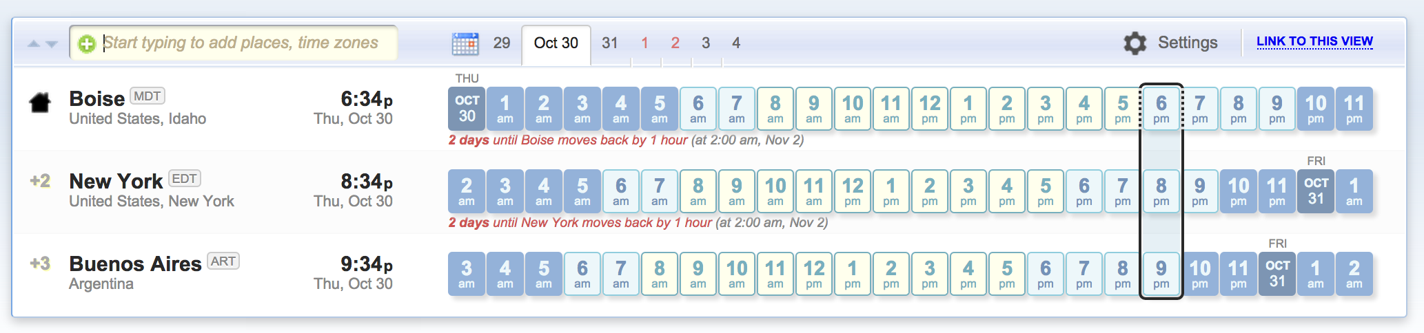 schedule app sharing across time zones