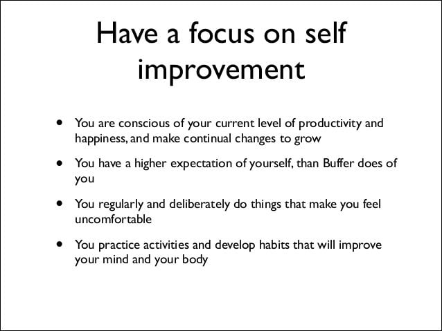 Buffer value 3: self-improvement