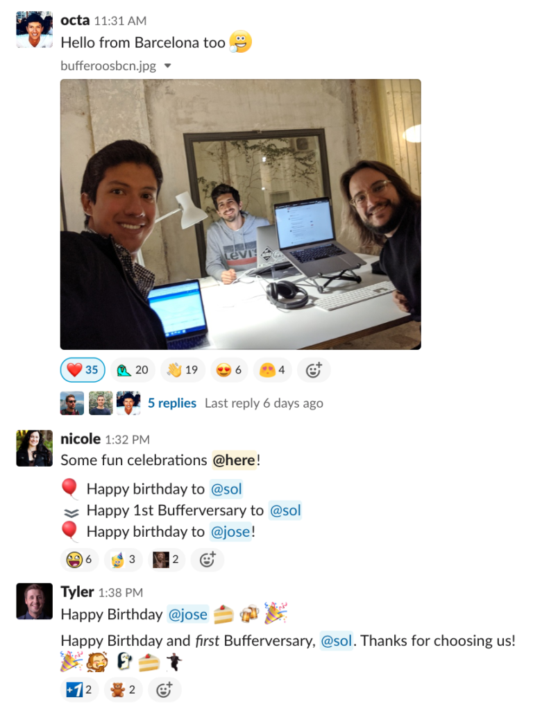 example Slack conversation