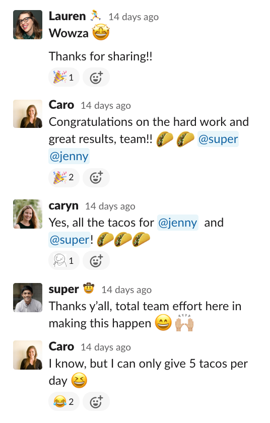 giving tacos in Slack