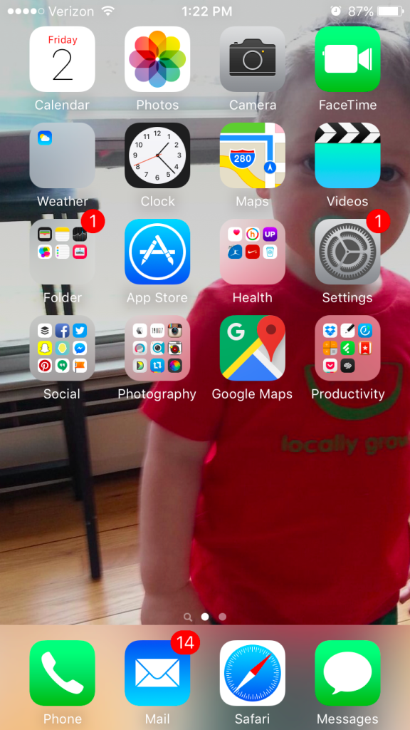 Kelly's homescreen